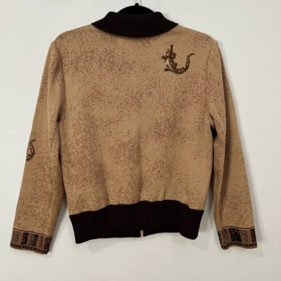 St. John Collection by Marie Gray Brown Knit Alligator Sweatshirt Size 6 - Picture 7 of 15